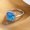 Silver Blue Main Stone, variant on Adjustable Open Ring for Women, Retro Geometric Square Design, Affordable Luxury Copper Ring, Silver and Gold Options