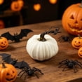 thumbnail image 5 of Hvmvliv Simulated Pumpkin Decoration,Halloween Thanksgiving 4.72in Faux Velvet Fabric Pumpkin Decor Cabinet Display,Versatile Centerpiece for Home,Table,Party White, 5 of 7