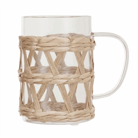 Creative Co-op Glass Mug with Woven Sleeve