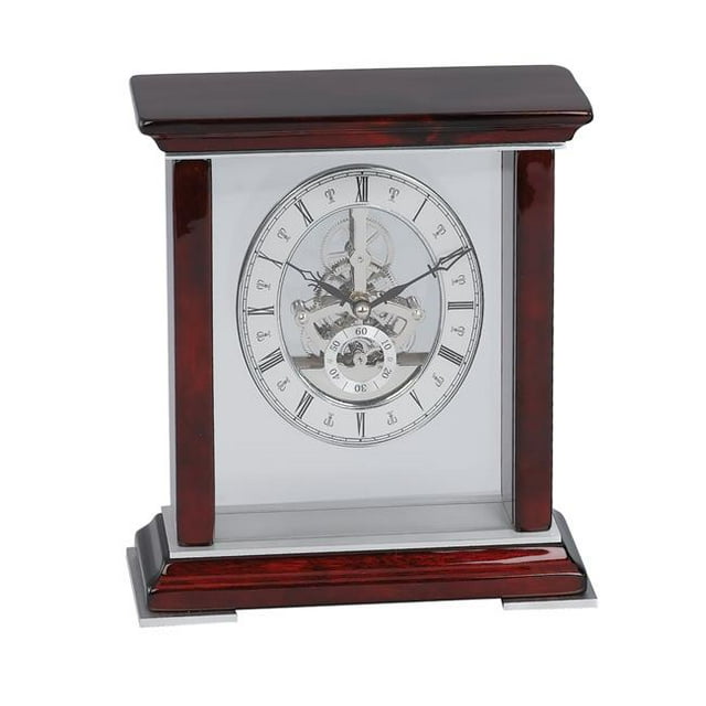 Jiallo 15141 Horloge Squelette de Table Acajou