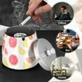 thumbnail image 4 of Yayeee Ashtray with Lid for Cigarette Smokeless Stainless Steel Home Ash Holder, White Grapefruit Slices, 4 of 7