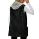 thumbnail image 3 of TRKIYQC Chaleco de mezclilla de verano para mujer, sólido sin mangas, cuello vuelto, cierre de botón, cárdigan de mezclilla, chaleco de longitud media TRKIYQC moda, 3 of 4