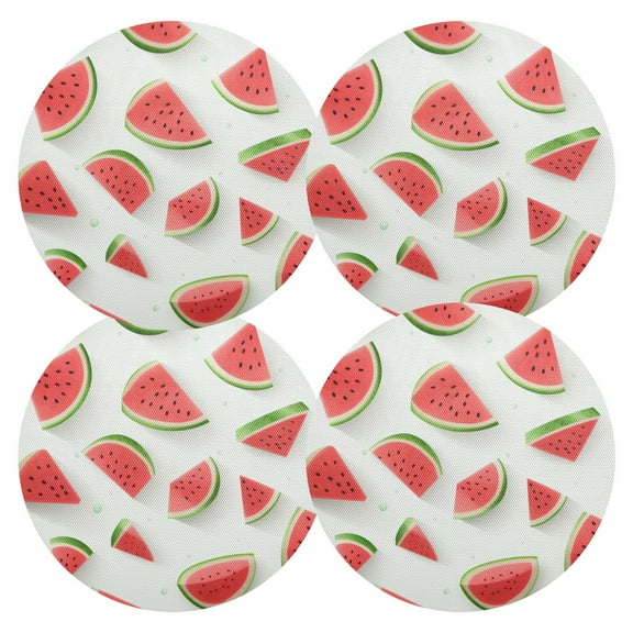 Ryvnso Watermelons Round Plate Mats Dining Table Placemat Set of 4 for Holiday Decoration