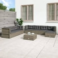 thumbnail image 1 of vidaXL 8 Piece Garden Lounge Set with Cushions Grey Poly Rattan, 1 of 5