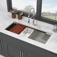 thumbnail image 2 of Undermount Kitchen Sink, 45 x 19 x 10 Inch Single Bowl Undermount Workstation Kitchen Sink - 16 Gauge Stainless Steel Deep Sink, Brushed Nickel Stainless Steel Kitchen Sink,Farmhouse Kitchen Sink, 2 of 8