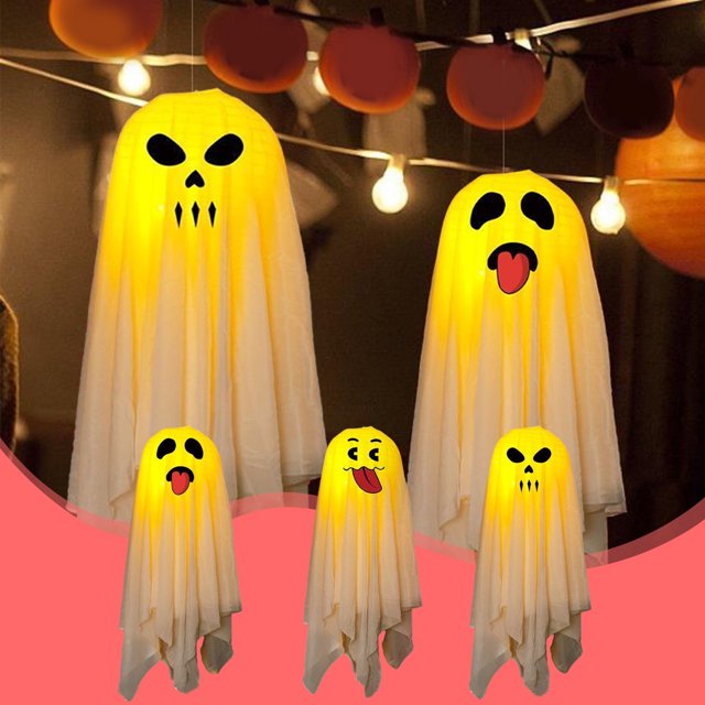 Fiudx Ofertas Flash Del Día Solo En Línea Fantasma De Halloween Colgante Fantasma Colgante Luminoso Linterna De Calabaza Centro Comercial Tienda Escuela, Patio, Decoración Interior Y Exterior Adornos