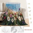 thumbnail image 5 of Oil Painted Wildflowers Blanket Soft Cozy Warm Throw Blanket for Couch, Plush Fuzzy Flannel Fleece Blankets for Sofa, Sky Blue Coastal Floral Bed Blankets Lightweight Gifts for Women, 50"x80", 5 of 9