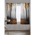 thumbnail image 5 of Thanksgiving Sheer Curtains 63 inches Long, Fall Retro Yellow Maple Leaf Tree Forest Light Filtering Sheer Window Curtains Rod Pocket Voile Drapes for Bedroom Living Room, 52"W x 63"L 2 Panels, 5 of 7