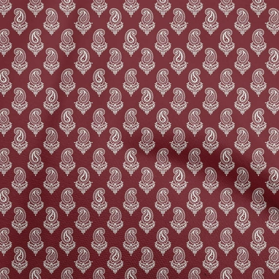 oneOone Cotton Silk Maroon Fabric Paisleys Diy Clothing Quilting Fabric Print Fabric By Yard 42 Inch Wide