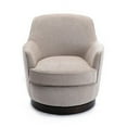 thumbnail image 3 of Swivel Accent Chair with Wood Base, Contemporary Velvet Curved Swivel Barrel Chair, Upholstered Club Armchair, Comfy Round Accent Chair Leisure Single Sofa for Living Room, Nursery, Bedroom, Natural, 3 of 7