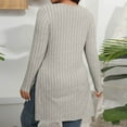 thumbnail image 5 of Women Casual Knit Shirts Loose Relaxed Fit Sweater Tunic Quarter Zip Pullover Brushed Fleece Outfits Crewneck Long Sleeve Knitted Clothes Fall Fashion Tops, 5 of 5