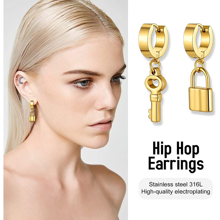 KKJOY Stainless Steel Hoop Earrings - Drop Dangle Earrings For Women & Girls (7 Styles)