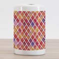 thumbnail image 2 of Abstract Ceramic Toothbrush Holder, Diamond Shaped Mosaic Crossed Geometric Forms in Watercolor Picture, Decorative Versatile Countertop for Bathroom, 4.5" X 2.7", Orange Purple Pink, by Ambesonne, 2 of 4