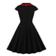 thumbnail image 3 of Navidad mujer vendaje Retro estampado manga corta noche cuello redondo fiesta graduación vestido Vintage Fridja  qw3873, 3 of 8