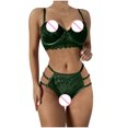 thumbnail image 4 of Levmjia Womens Lace Lingerie Set Hollow Out Floral Trim Adjustable Shoulder Strap Solid Color Underwire Bra And Panty Nightwear Romantic Dates Daily, 4 of 4