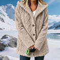 thumbnail image 4 of Perfectbot Women's Sherpa Hooded Coat, Button Down Chunky Cable Warm Winter Outerwear with Pockets, 4 of 7