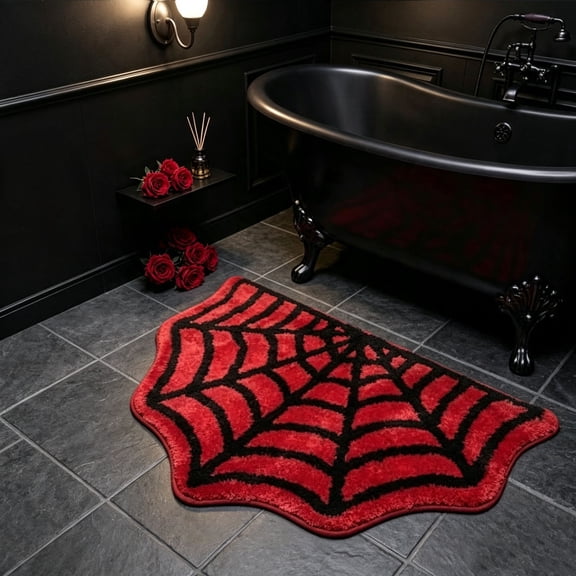 Halloween Door Mat, 15.7x23.6 Inches Spooky Spider Web Area Rug, Absorbent Non Slip Bath Carpet, Halloween Home Decor for Bathroom and Indoor