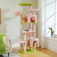 thumbnail image 7 of PEQULTI 69" Multi-Level Cat Tree Cat Tower for Indoor Pet with 5 Scratching Post & Hammock Pink, 7 of 7