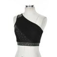 thumbnail image 4 of Eandarui Women Shiny Lyrical Dance Top One Shoulder Crop Top Lady Modern Contemporary Dancewear Black M, 4 of 6