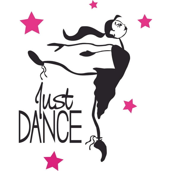 DIY Stick And Peel Ballet Dancer Illustration Decor Removable Home Bedroom Art Vinyl Wall Decal Sticker - 14" x 14" Adhesive Lettering Art Just Dance Quotes Design Removable Wall Decoration Sticker