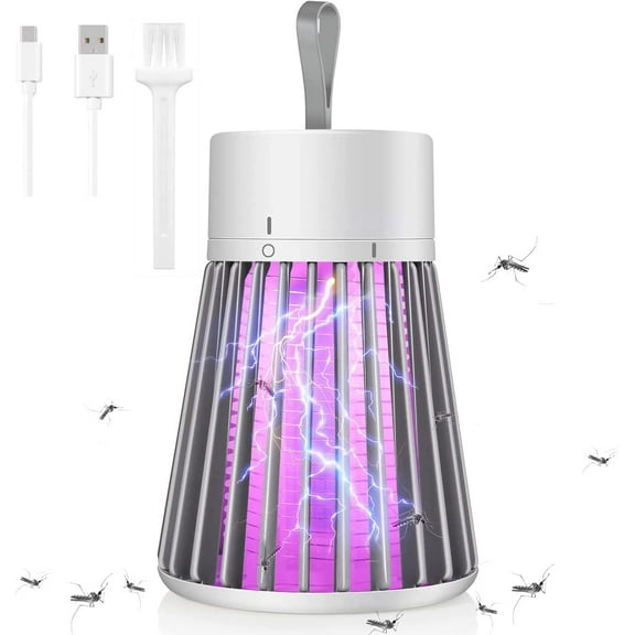 Torubia Bug Zapper, Mosquito Zapper Fly Trap Mosquito Killer Lamp USB Electric Radiationless LED Mute Bed Bug Killer Indoor for Mosquito Insect Gnat Moth Fruit Flies with a Small Brush Gray