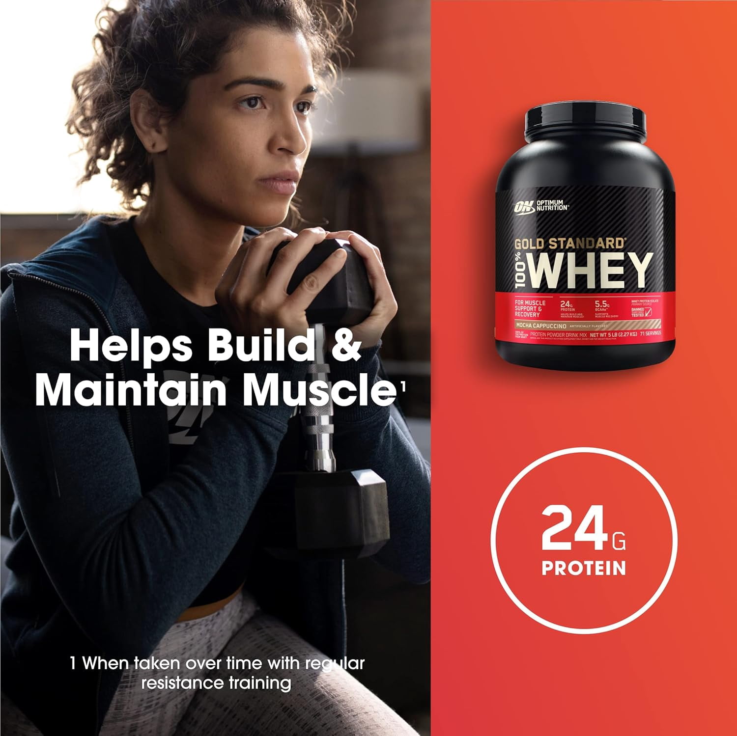 Optimum Nutrition 100% Whey Gold, Mocha Cappuccino, 5lb