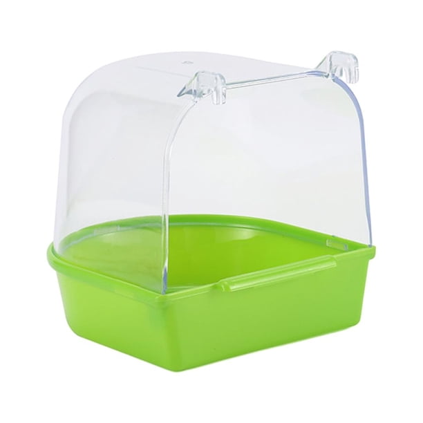 Greeniant Bañera de plástico para pájaros para loros, caja de baño para loros antideslizante y estable, resistente y duradera Aseo de mascotas verde