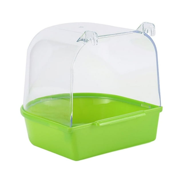 Billuyoard Cubo de baño para cacatúa colgante para pájaros, bañera de plástico antideslizante y estable, resistente y duradera Aseo de mascotas verde