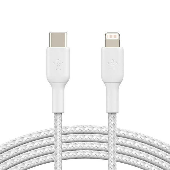 Belkin Braided USB C to Lightning Cable 4ft White