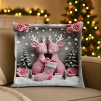Christmas Decorative Pillow Covers 18x18" Red Christmas Pillow Cover Holiday Snowman Decoration Comfortable & Breathable Pillow Covers