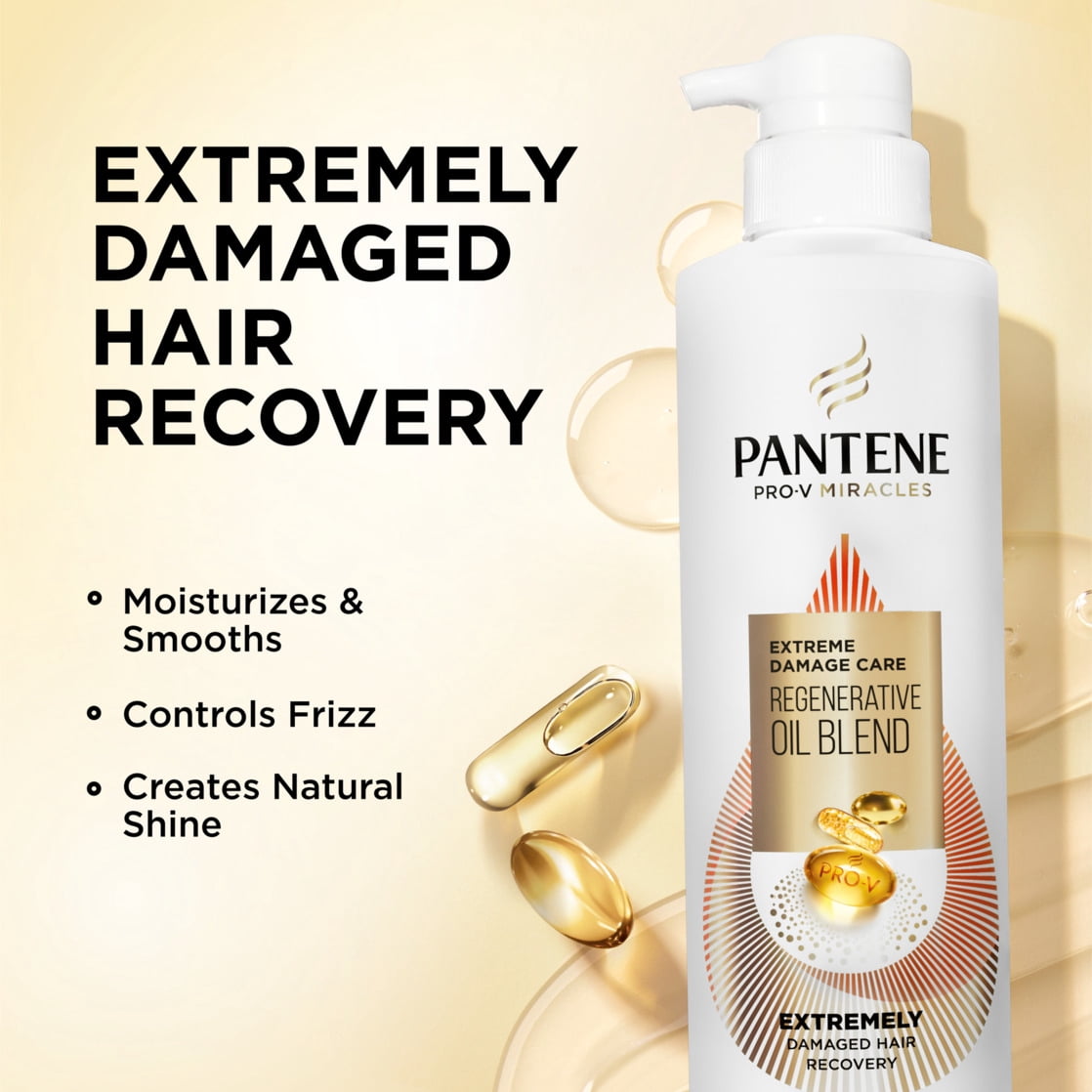 (4 pack) Pantene Pro-V Miracles Shampoo, Sulfate Free, Extreme Damage Care Regenerative Oil Blend, 13.5 fl oz