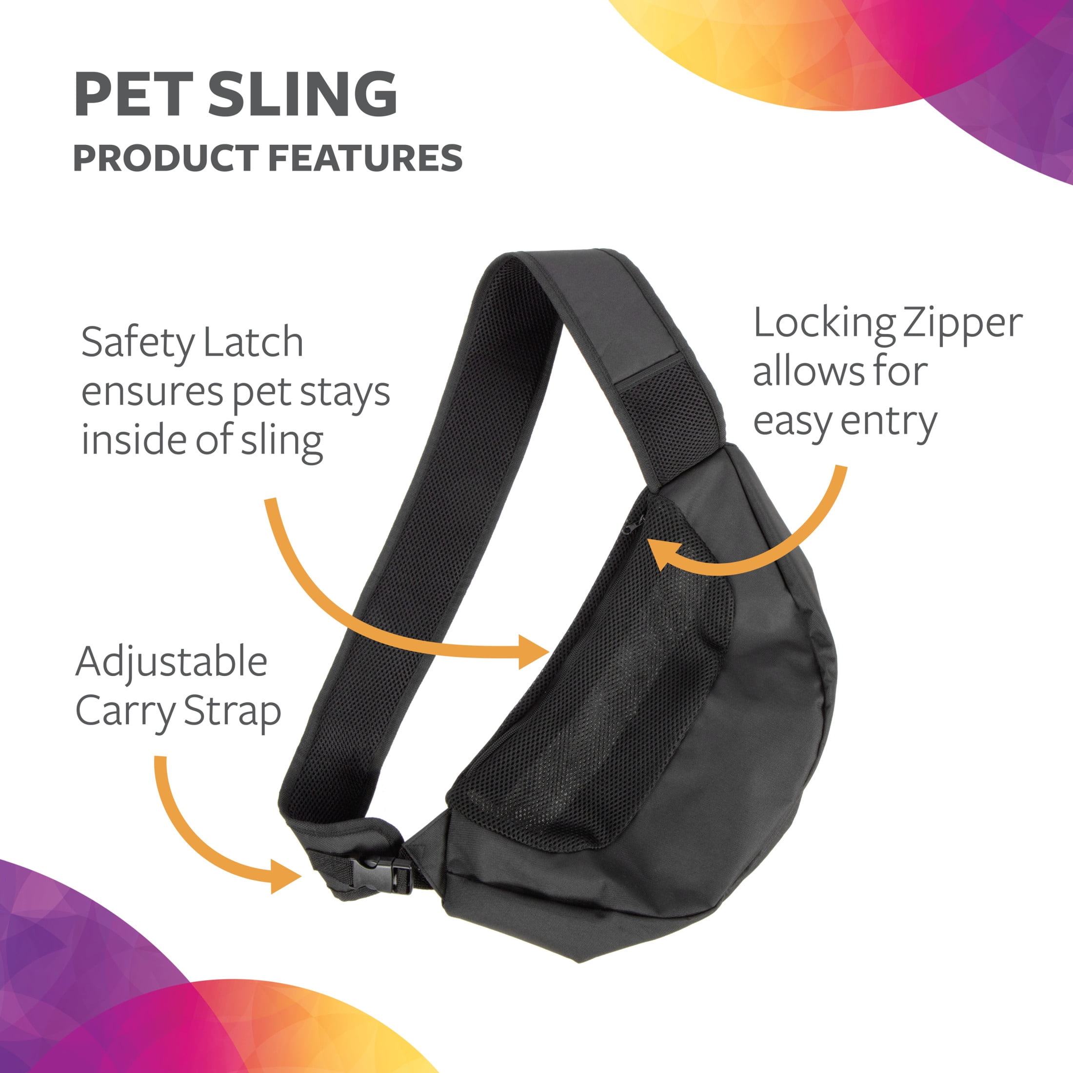 TrustyPup® Pet Sling for Cat or Dog, Black, Small,10 lb Limit