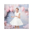 thumbnail image 4 of Sunny Fashion Girls Dress White Eyelet V Neck Flutter Sleeve Button Casual Daily Wear Holiday Party 10 Years, 4 of 5