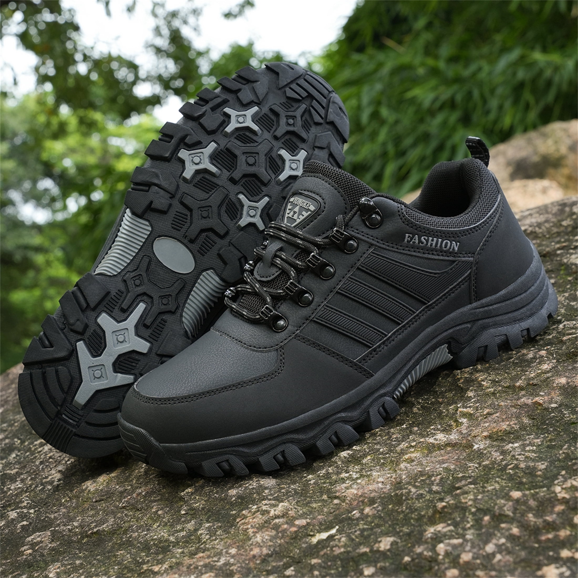 YOURDIARY Mens Hiking Shoes Outdoor Trekking Boots Anti-Slip Waterproof Comfortable Camping Trail Shoes