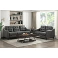 thumbnail image 3 of Gray Polished Microfiber 1pc Sofa with Button Tufting and Solid Wood Frame for Living Room, 3 of 8