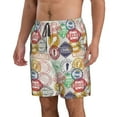 thumbnail image 2 of Goofa Travel Stamp Printed Mens Swim Trunks Summer Quick Dry Short Beach Swimwear Bathing Suits-Small, 2 of 9