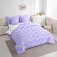 thumbnail image 3 of Feelyou Stripe Line Waves Twin Bedding Sets 7-Piece, Purple Abstract Bedding Comforter Set, 3 of 8