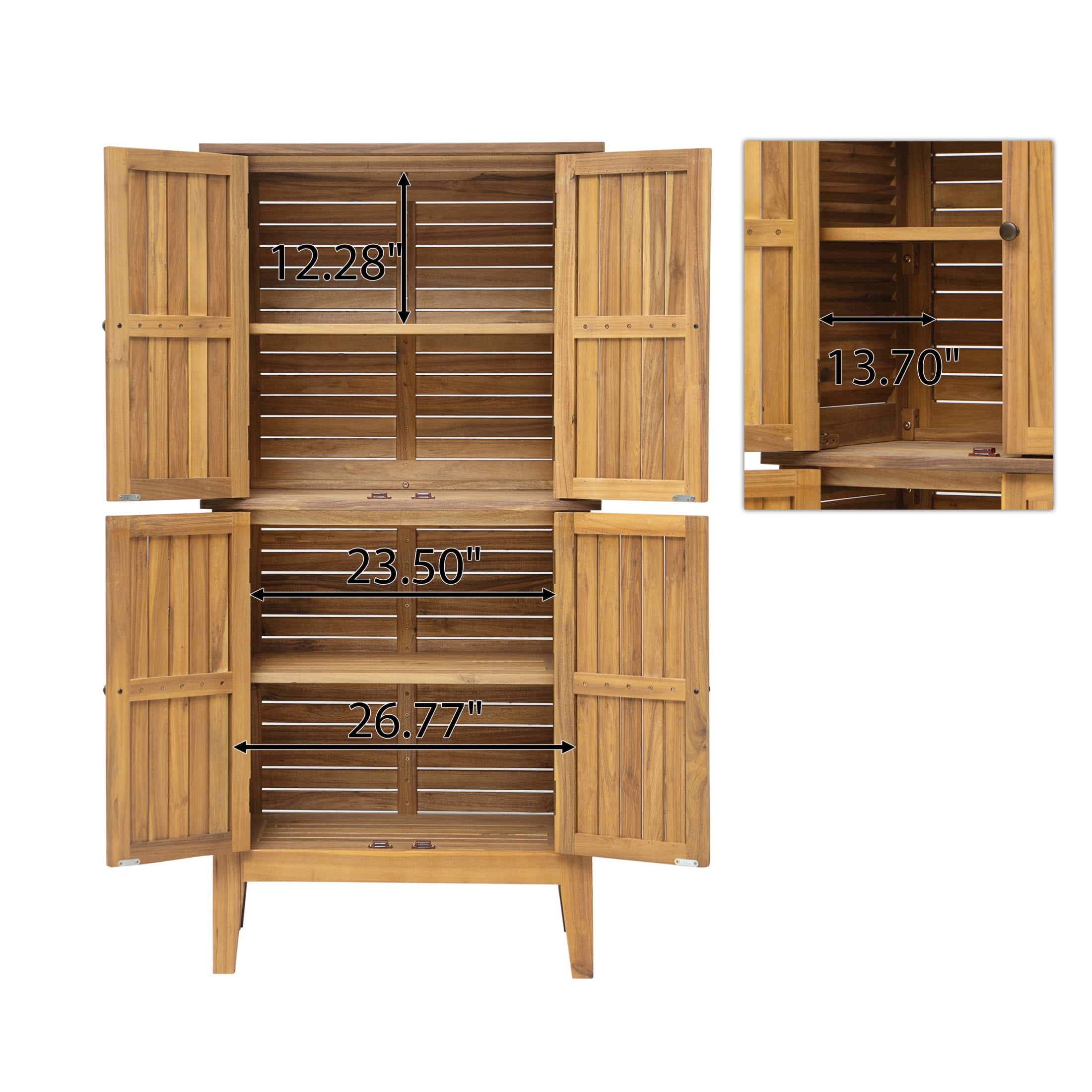 Christopher Knight Home Coastal Outdoor Solid Wood Storage Cabinet, Weather-Resistant, Slatted, Teak