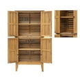 thumbnail image 2 of Christopher Knight Home Coastal Outdoor Solid Wood Storage Cabinet, Weather-Resistant, Slatted, Teak, 2 of 15