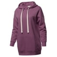thumbnail image 2 of A2Y Women's Relax Fit Long Sleeve Kangaroo Pockets Hoodie Sweatshirts Egg Plant L, 2 of 6