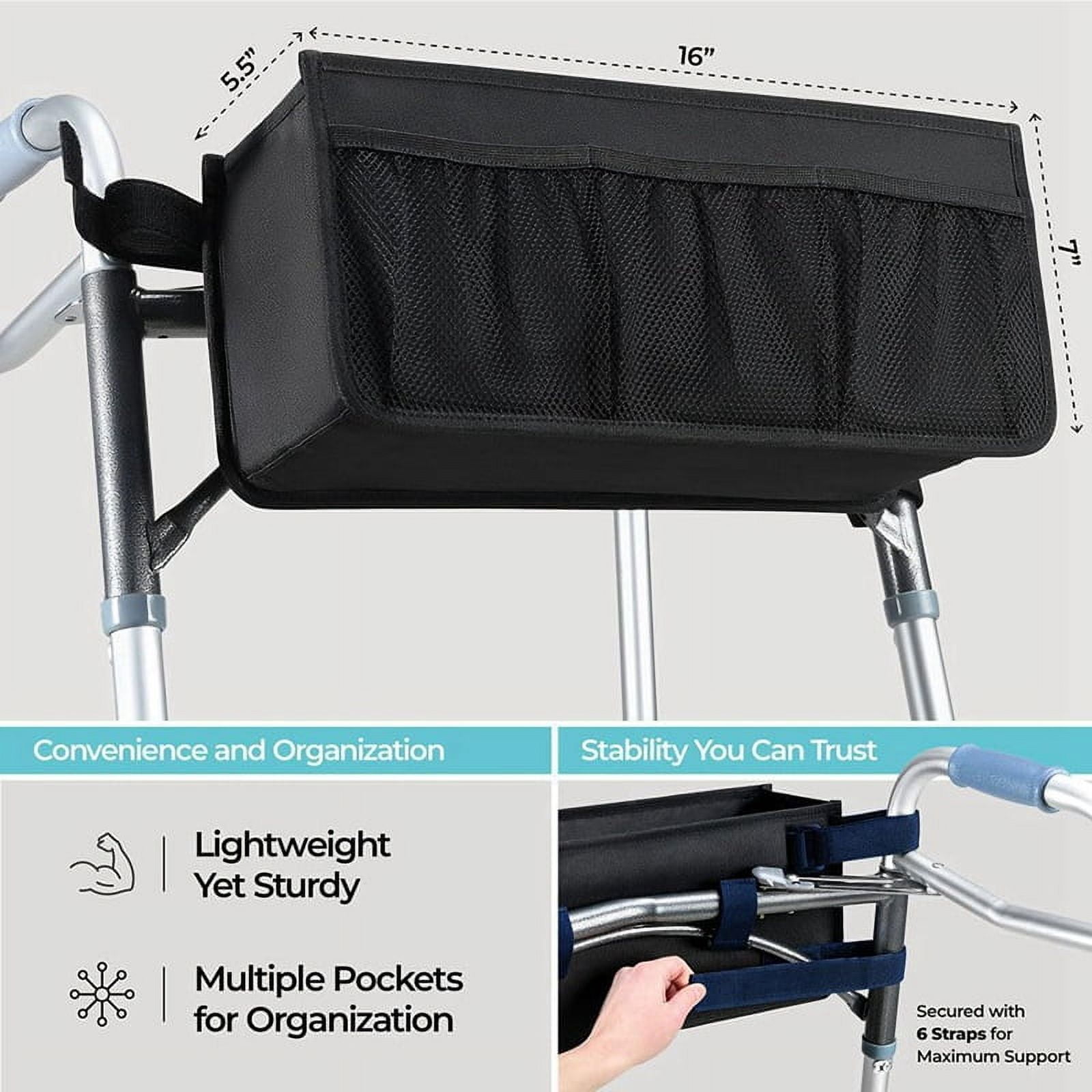 Walker Basket Walker Bag Water Walker Cup Holder Walker Basket for Folding Walker Foldable Walker Storage Bag