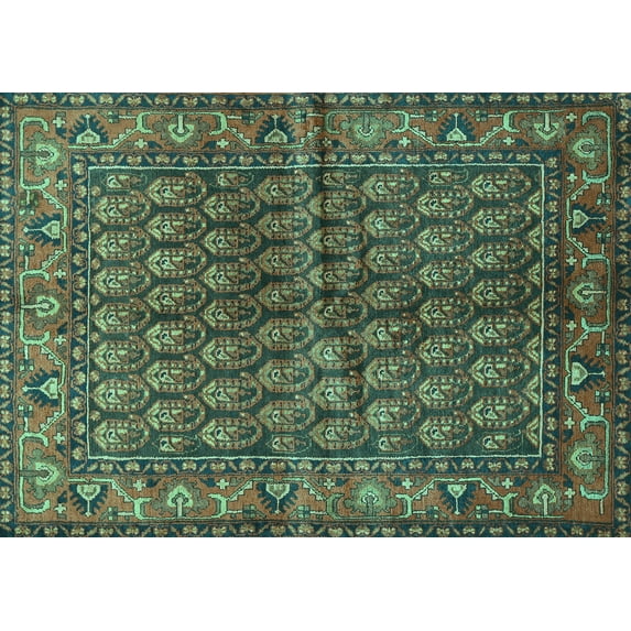 Ahgly Company Indoor Rectangle Persian Turquoise Blue Traditional Area Rugs, 8' x 10'