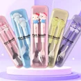 thumbnail image 1 of Sanrio-Juego de vajilla con mango de silicona para niños, juego de dos piezas, Hello Kitty, Melody Kuromi, vajilla Cinnamoroll, tenedor, cuchara, regalos para niños, 1 of 2