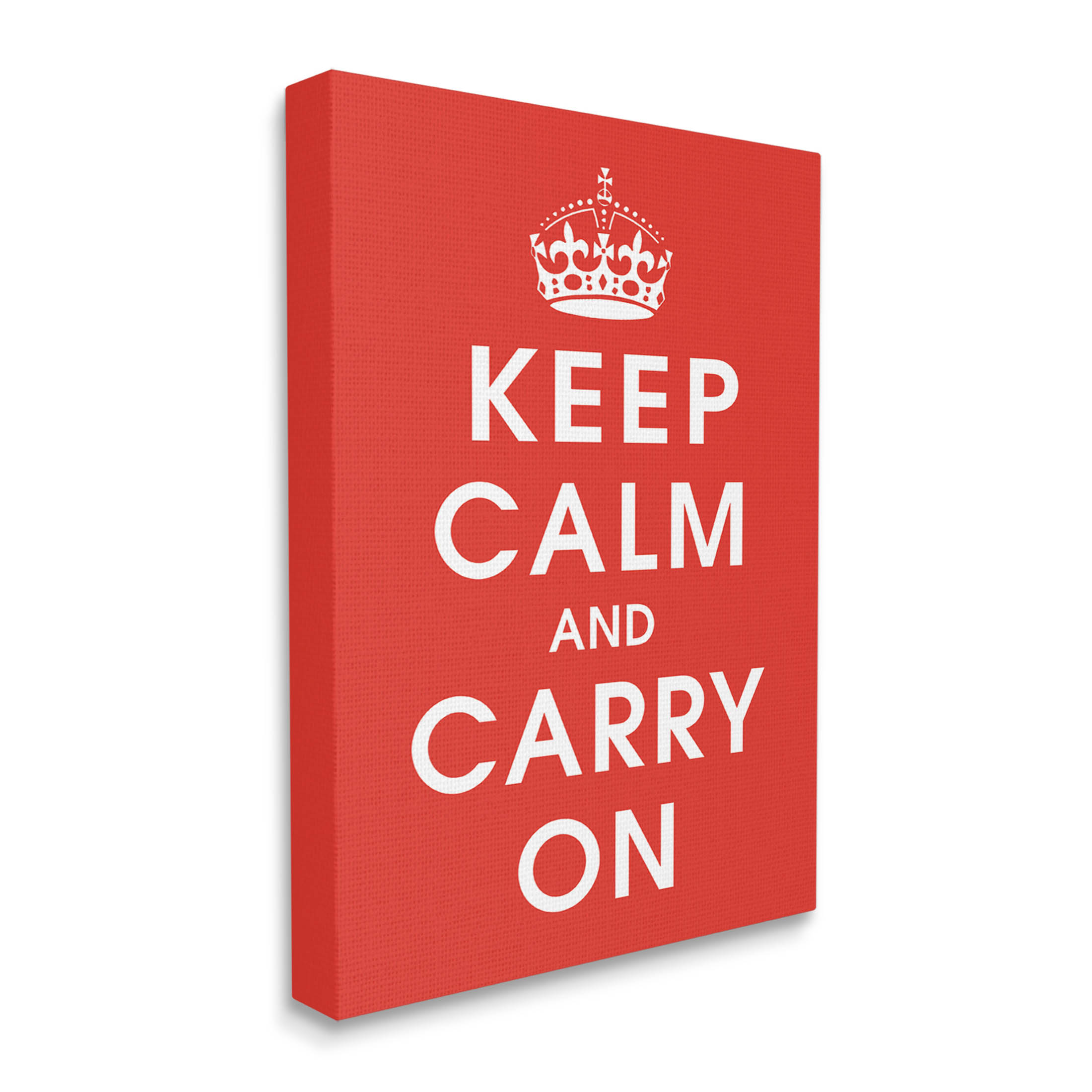 Keep Calm And Carry On Red Phrase Inspirational Graphic Art Gallery Wrapped Canvas Print Wall Art