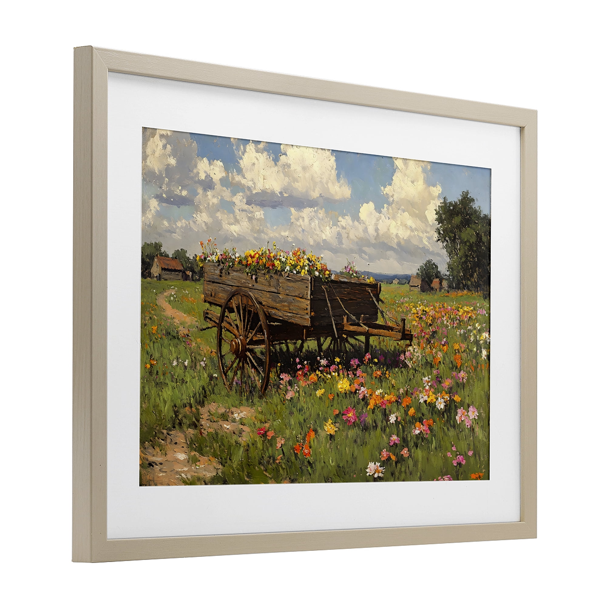Stupell Industries Wildflower Wagon in Bloom Birch Framed Print Under Glass, design by Franklyn Gregory