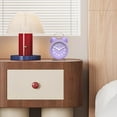 thumbnail image 2 of Reloj despertador ruidoso para dormitorios con personas que duermen mucho, reloj despertador analógico, reloj despertador pequeño, diseño retro para niños, 3 pulgadas, morado, 2 of 5