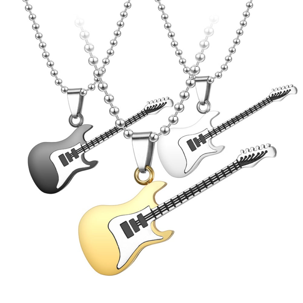 Stunning Guitar Pendant 925 Sterling Silver Necklace Chain Womens Jewellery Gift 