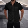 thumbnail image 6 of Linen Button Down Short Sleeve Shirts Mens Lightweight Beach Tops Solid Color Casual Business Blouses (XL, Black), 6 of 8