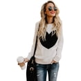 thumbnail image 2 of Women Sweaters Heart Front Crew Neck Long Sleeve Knitted Pullover Sweater,beige,large,F130647, 2 of 6