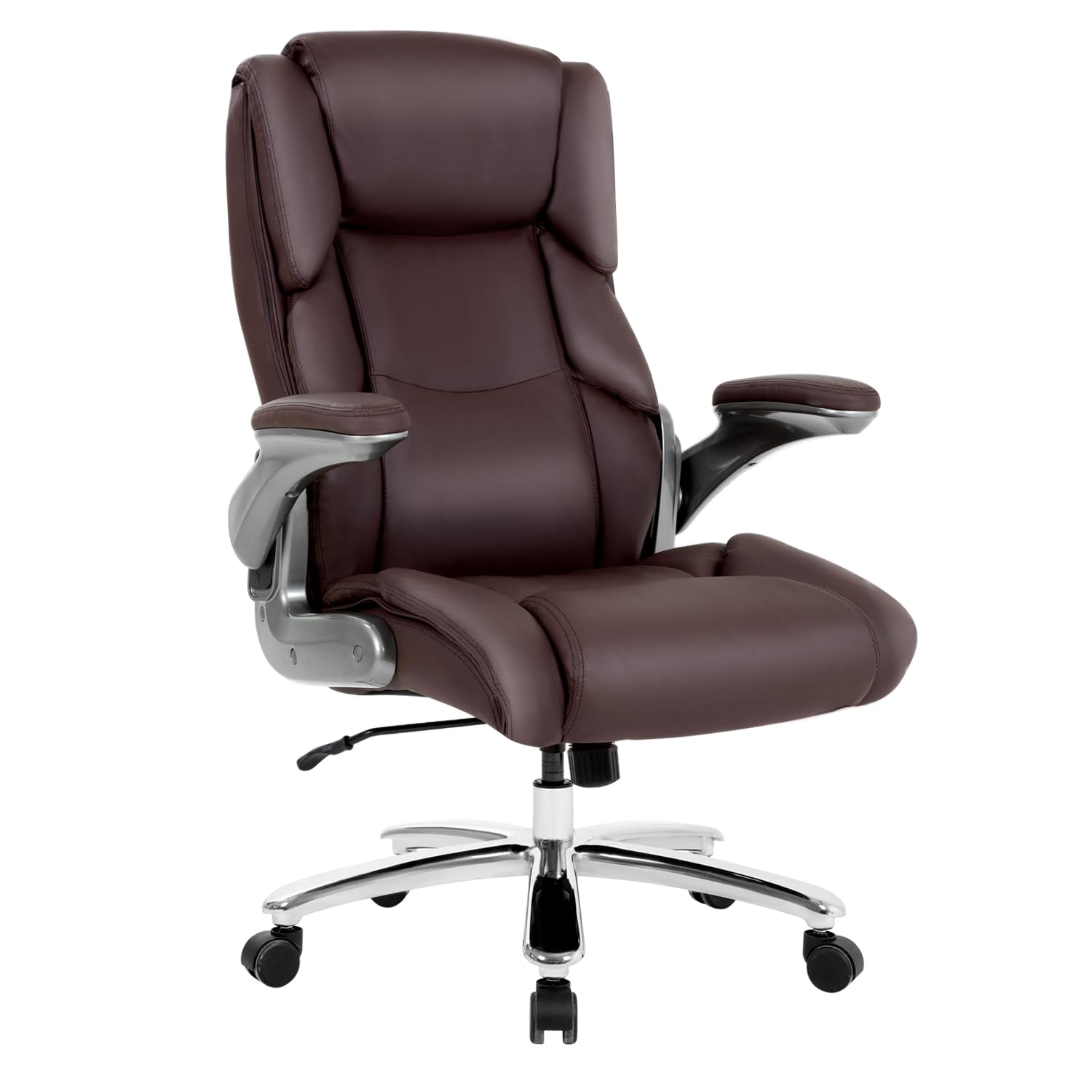 400lbs Big and Tall Office Chair  Ergonomic Desk Chair PU Leather Computer  Chair Adjustable High Back Rolling Chair with Lumbar Support for Adults, Brown